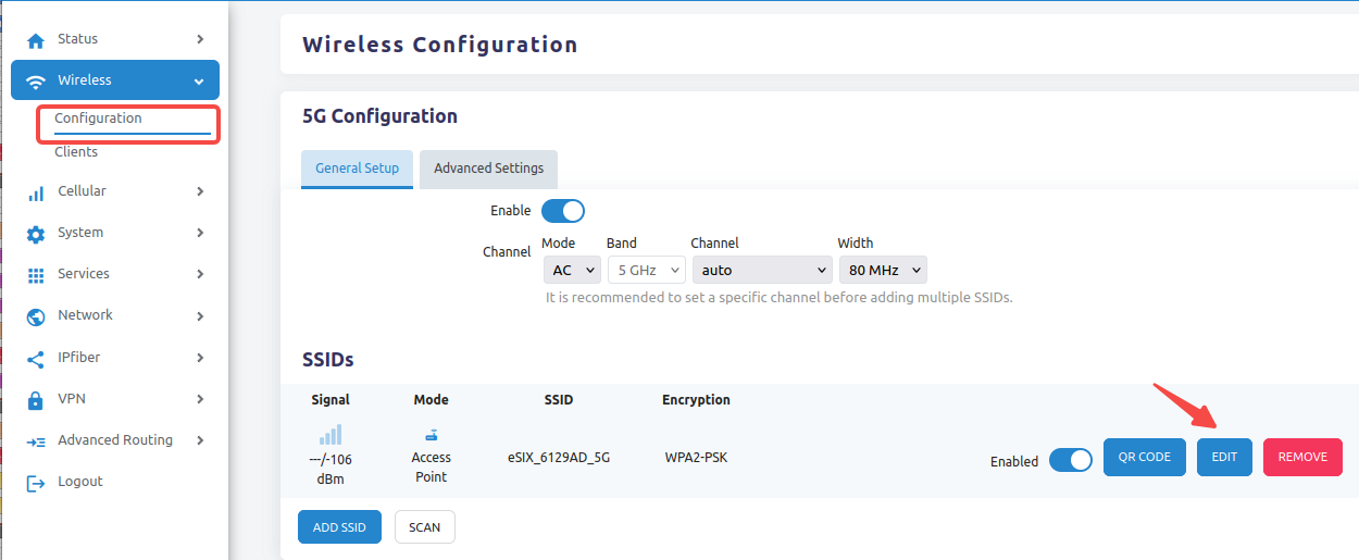 Wireless Configuration Page