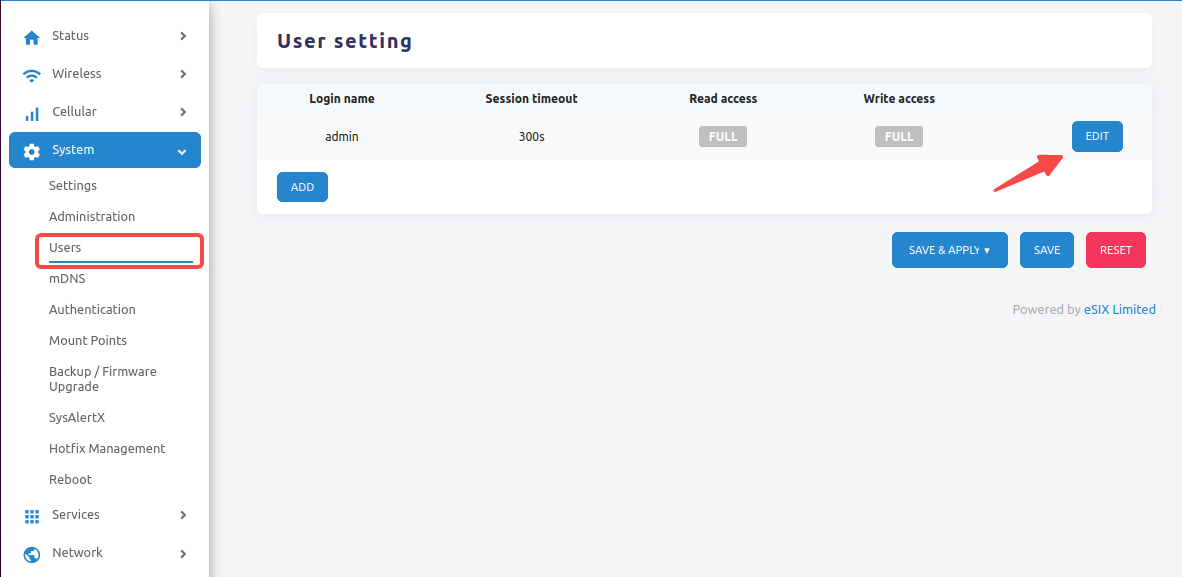 User Settings Page