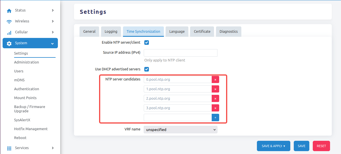 Time Synchronization Settings
